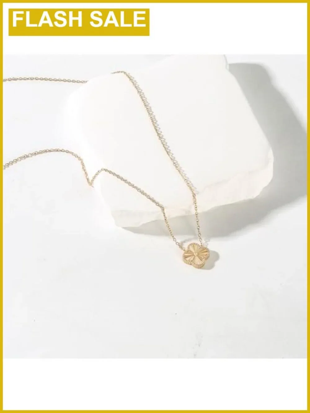 18K Gold Plated Four Leaf Clover Necklace Double Sided Pendant Dainty Lucky